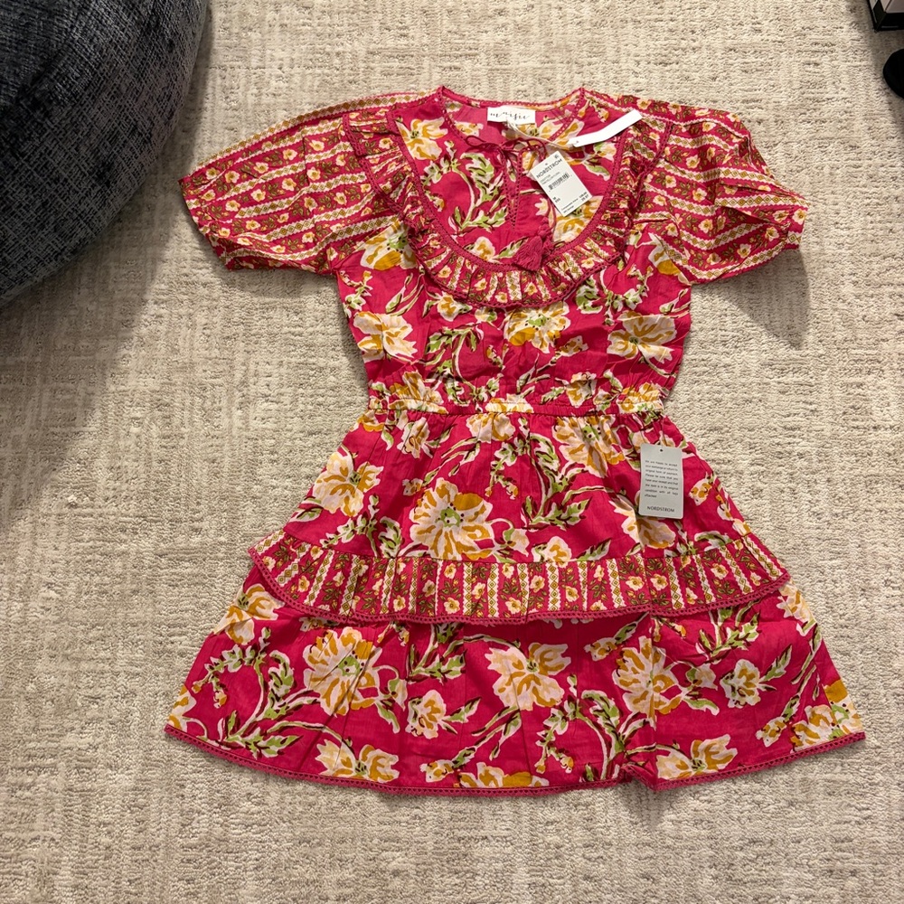 Maisie elastic floral 100% cotton mini dress NEW